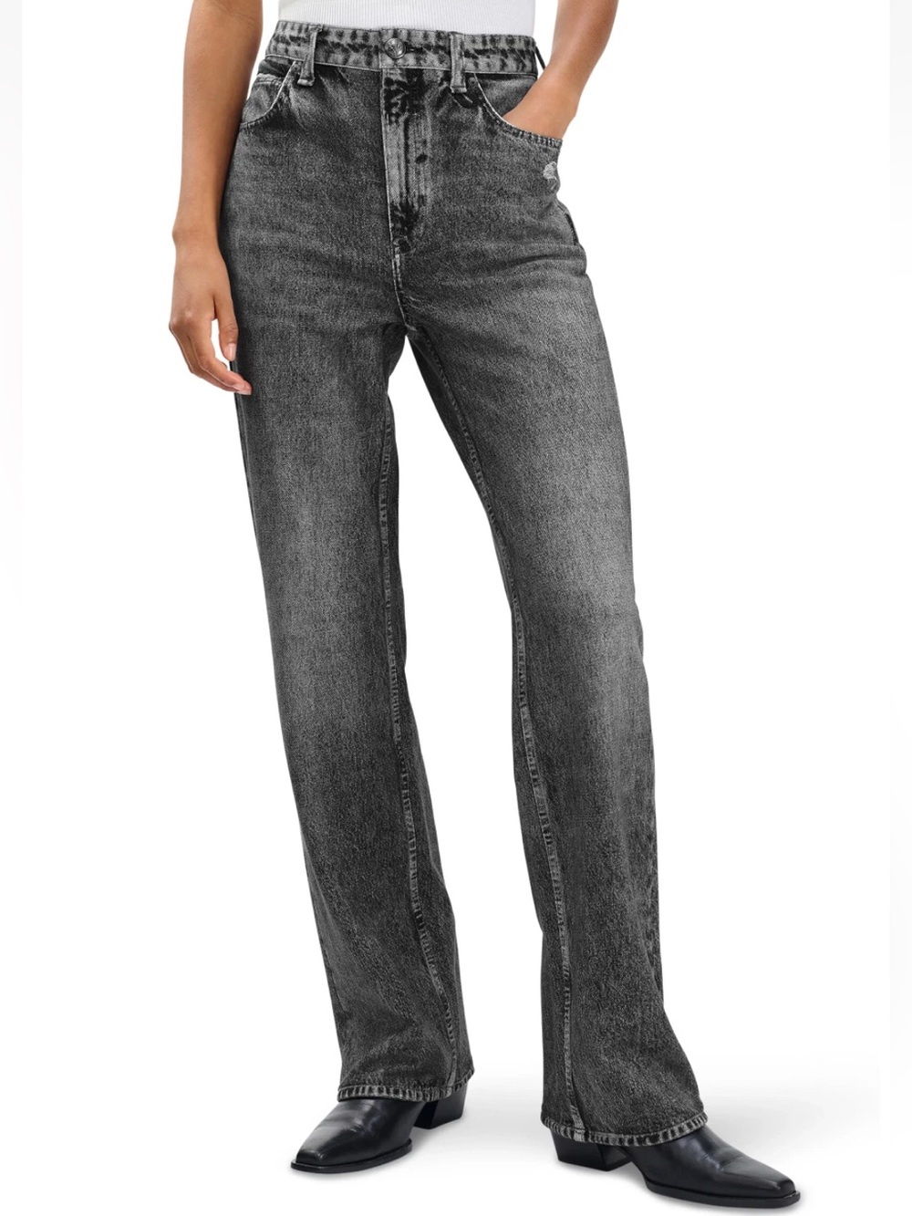 NEW! RAG & BONE rb Miramar Shea Relaxed Straight Pant Raven Wash Size 25
